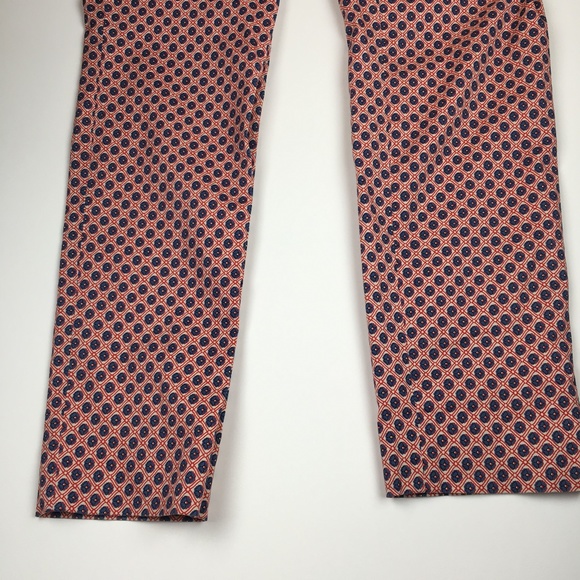 J Crew Pant Cafe Capri Red Blue Micro Floral Print - Picture 8 of 11